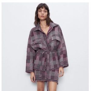 Zara plaid knit overshirt jacket